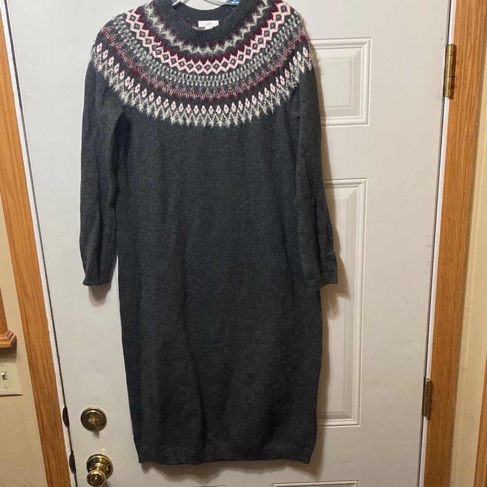 J. Jill Gray Patterned Sweater Dress XS‎